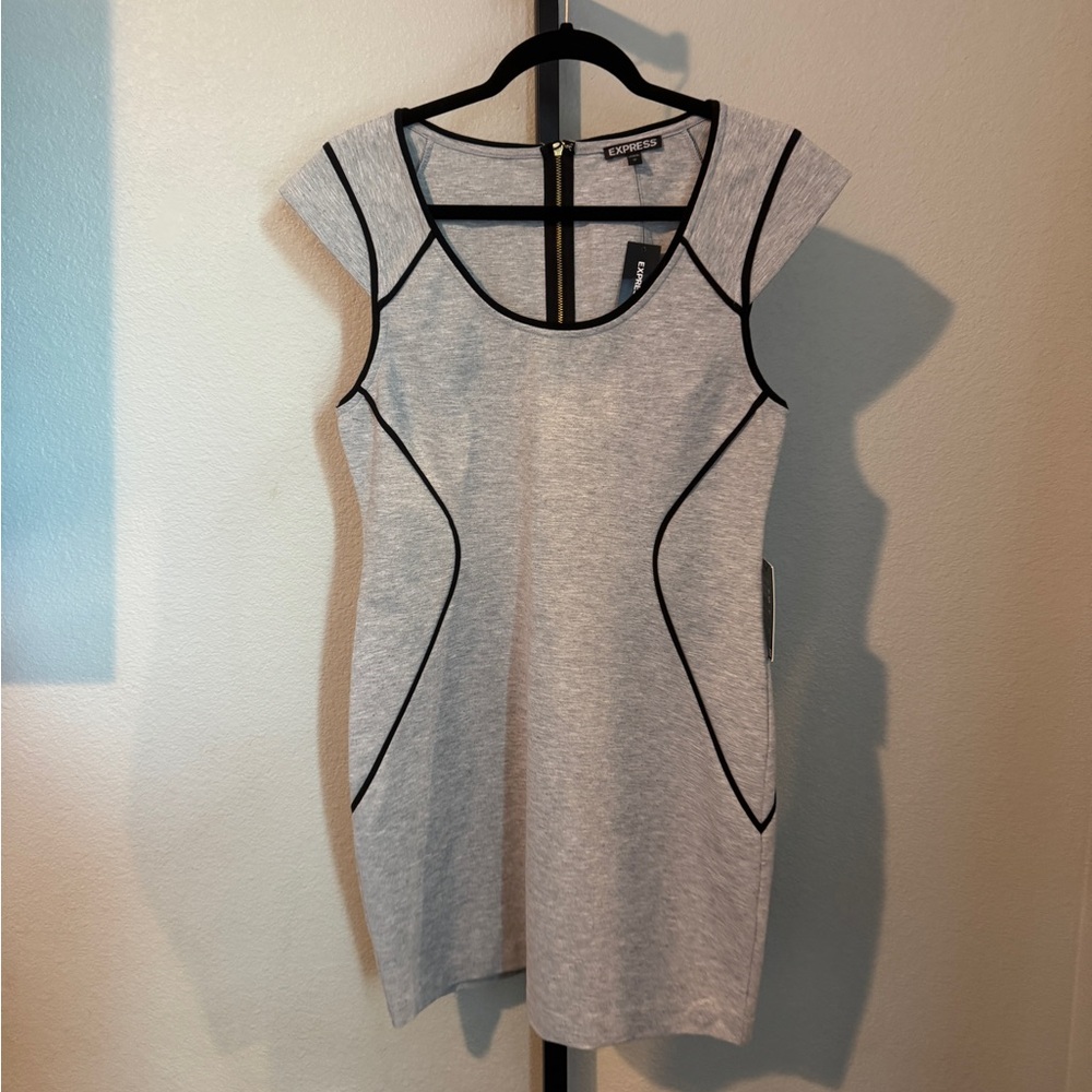 Express Gray Mini Dress with Black Accents
